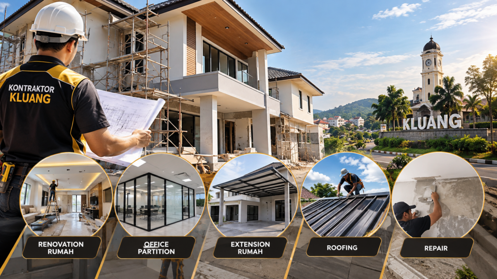 Kontraktor Kluang untuk renovation rumah, partition pejabat, extension rumah, kerja bumbung dan pembaikan